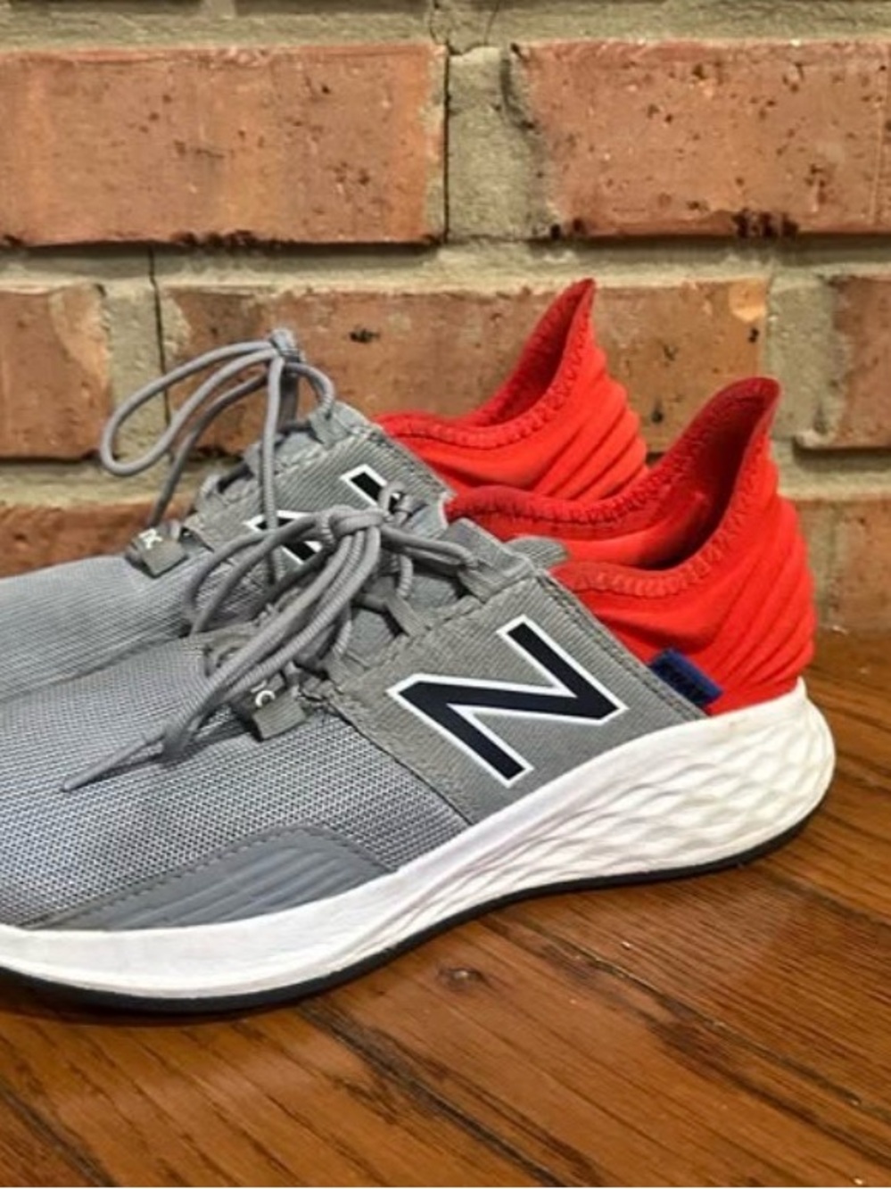 New Balance Gray & Red Runner Sneakers